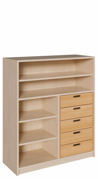 K Kombinationsschrank 120 x 102 cm, 5 Massivholzschübe re./li./Regal